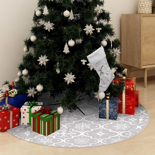 Luxury Christmas Tree Skirt with Sock White 3 ft Fabric