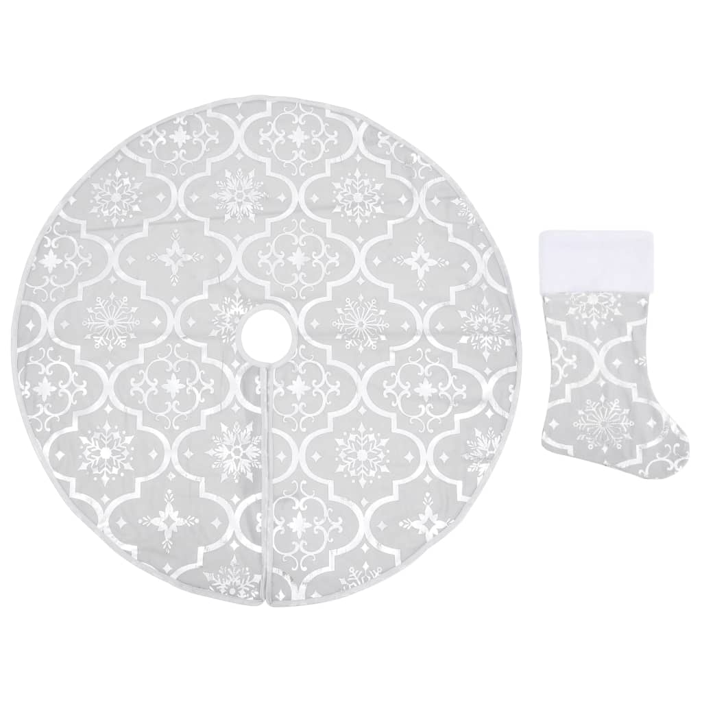 Luxury Christmas Tree Skirt with Sock White 3 ft Fabric