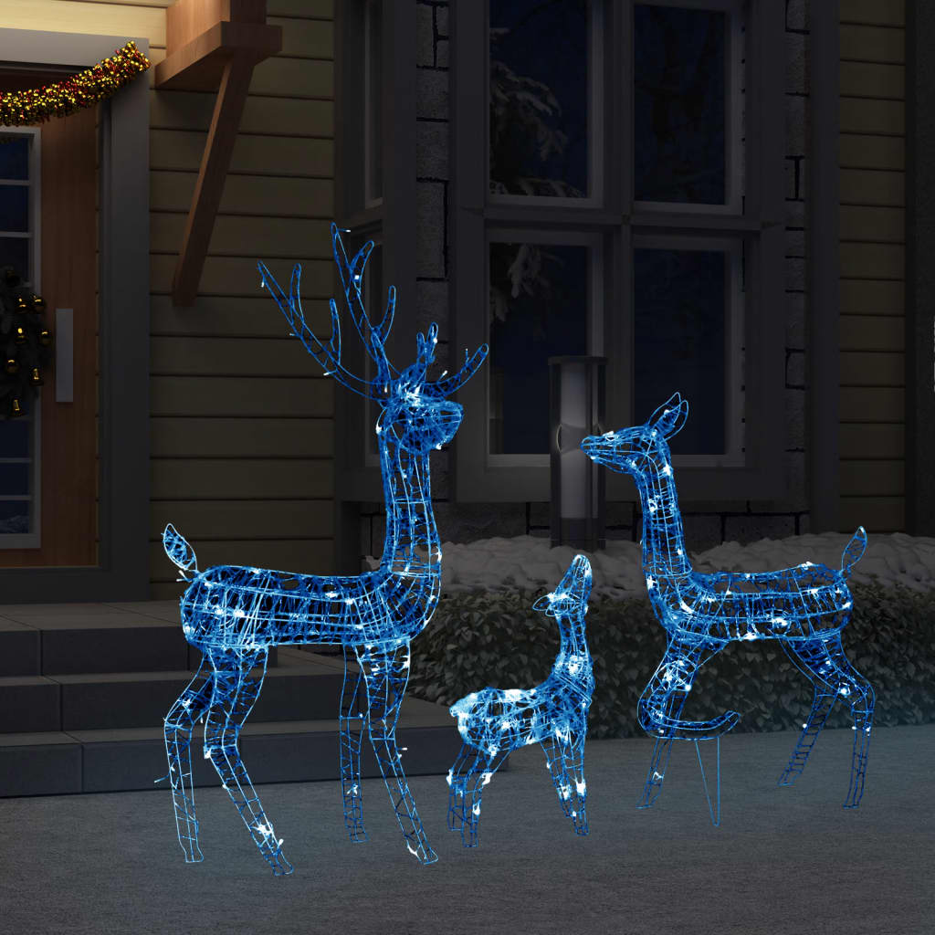 vidaXL Acrylic Reindeer Family Christmas Decoration 300 LED Blue