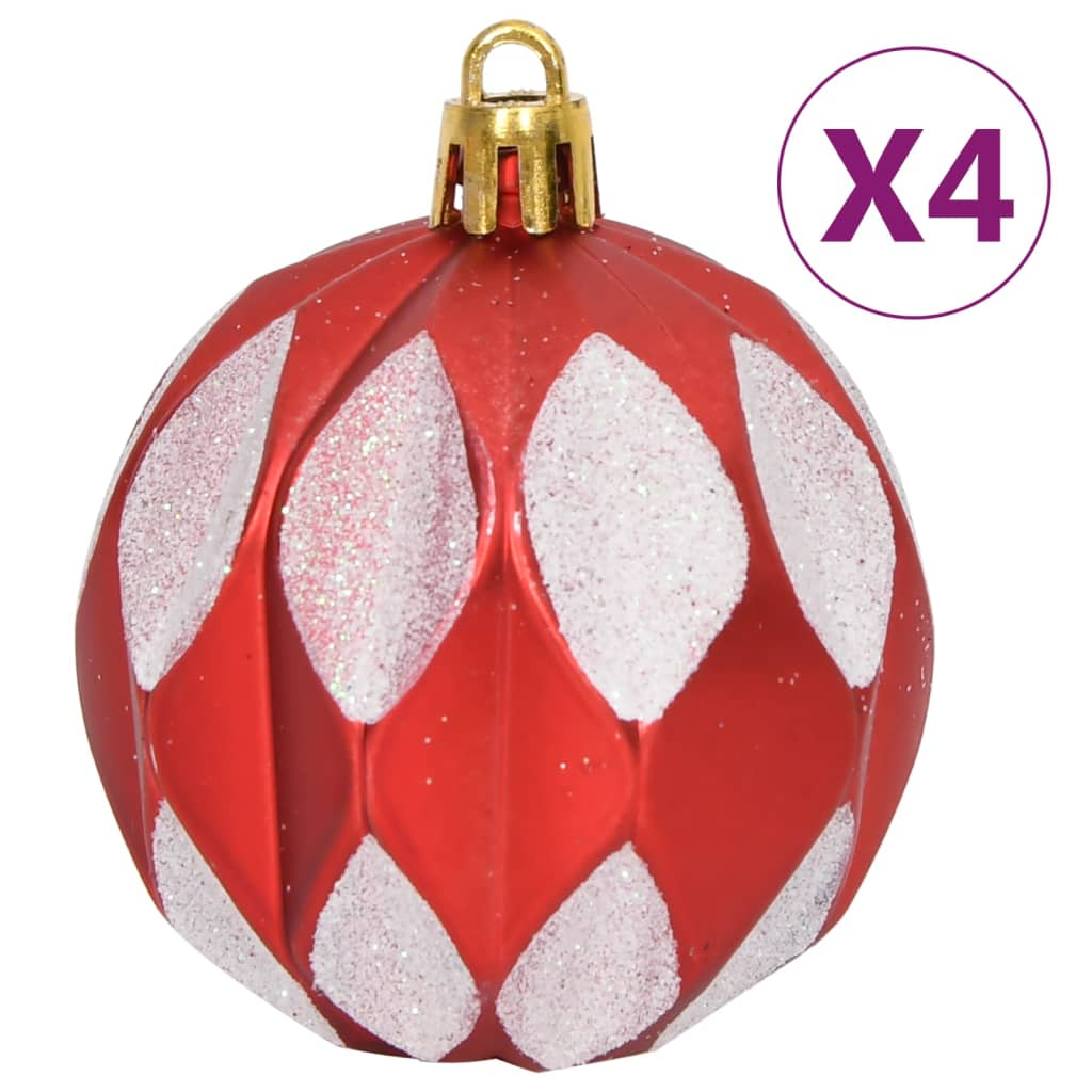 64 Piece Christmas Bauble Set Red and White