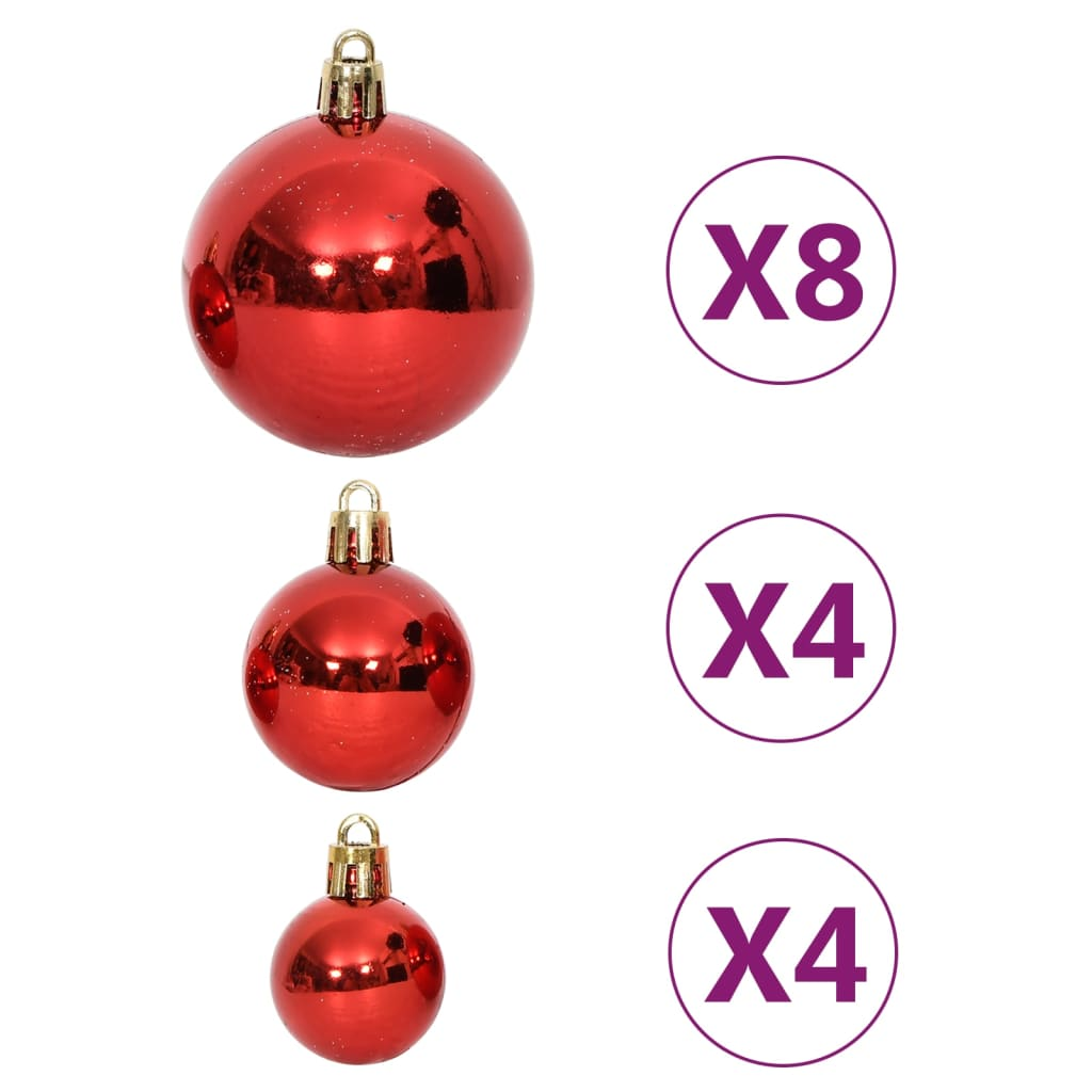 64 Piece Christmas Bauble Set Red and White