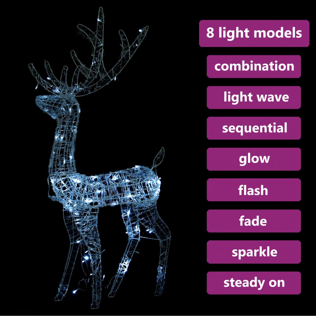 Acrylic Reindeer Christmas Decoration 140 LEDs 4 ft Cold White