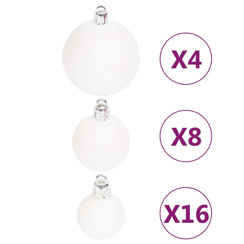 vidaXL 108 Piece Christmas Bauble Set Silver and White