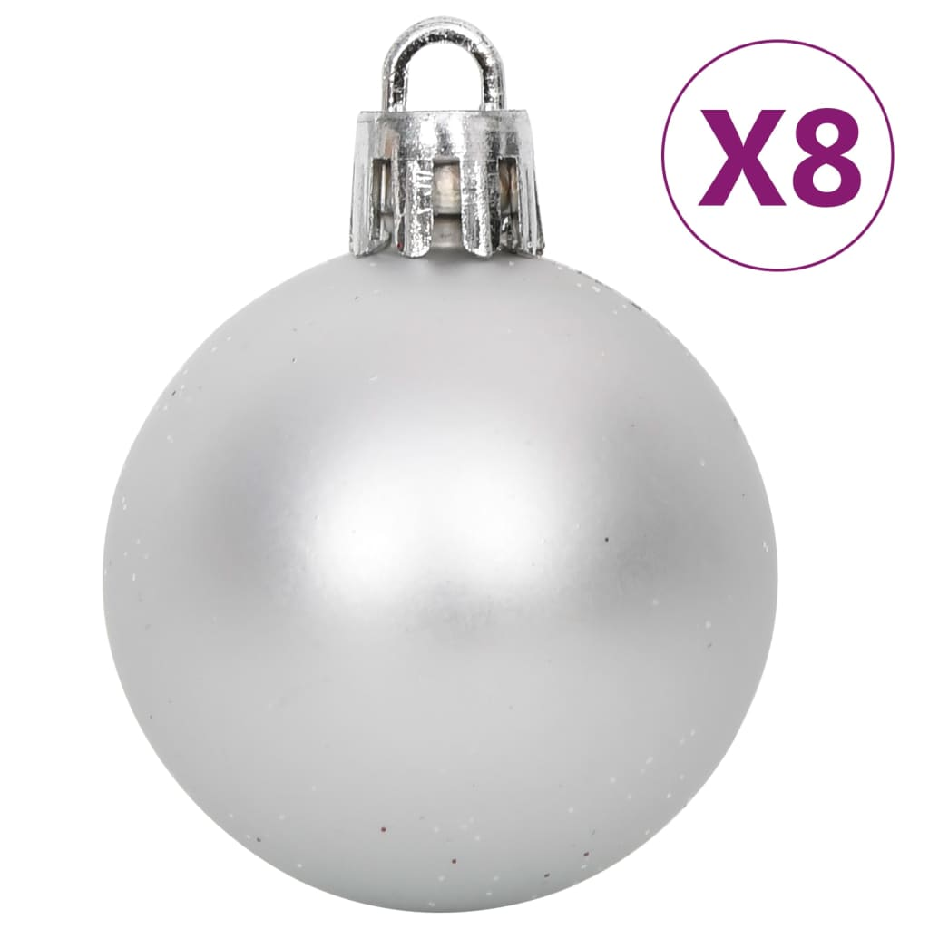 vidaXL 108 Piece Christmas Bauble Set Silver and White