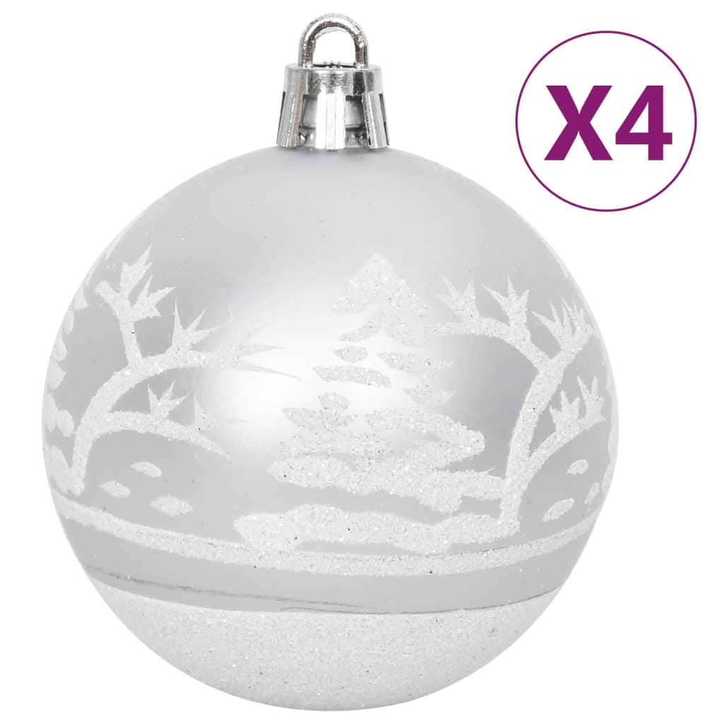 vidaXL 108 Piece Christmas Bauble Set Silver and White