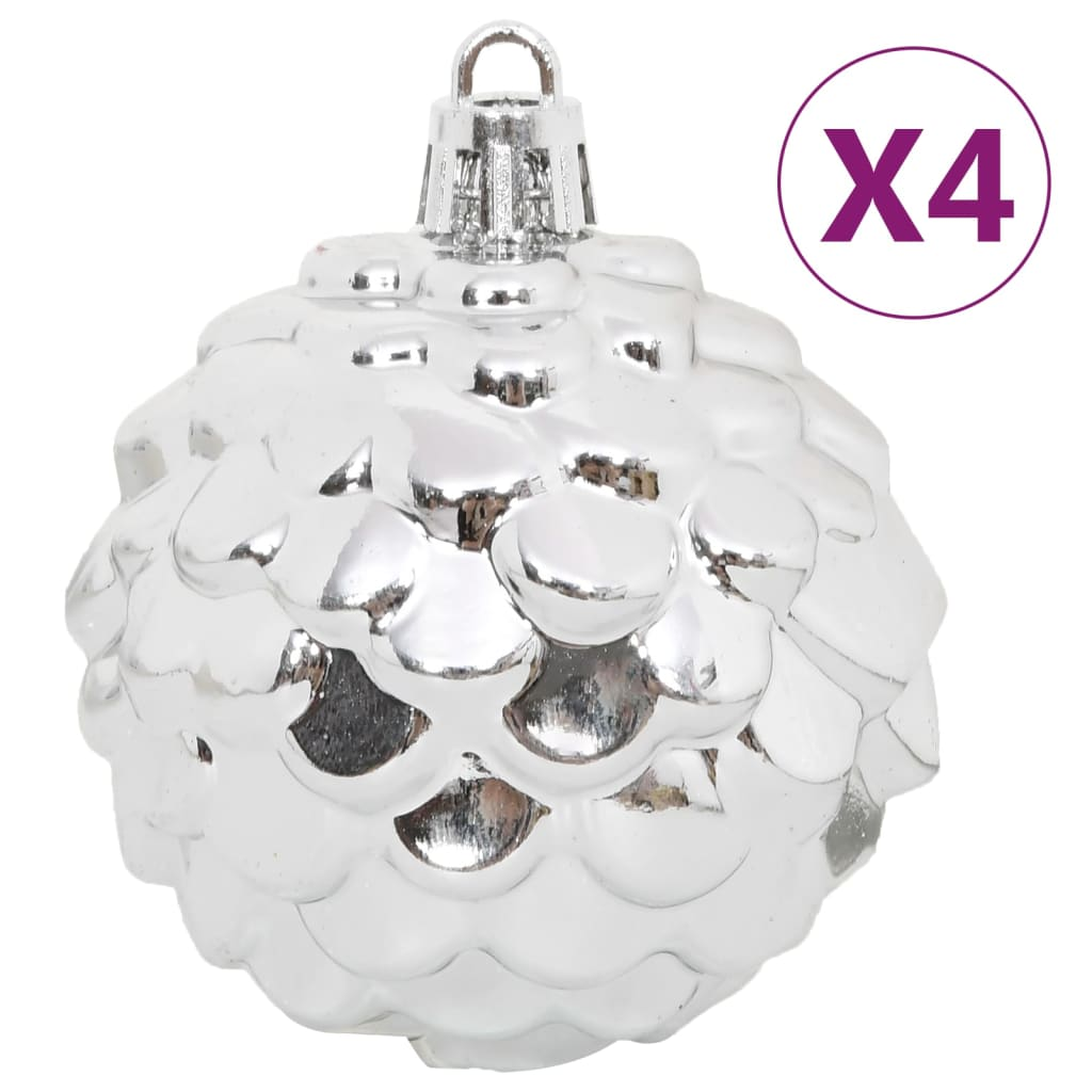 vidaXL 108 Piece Christmas Bauble Set Silver and White