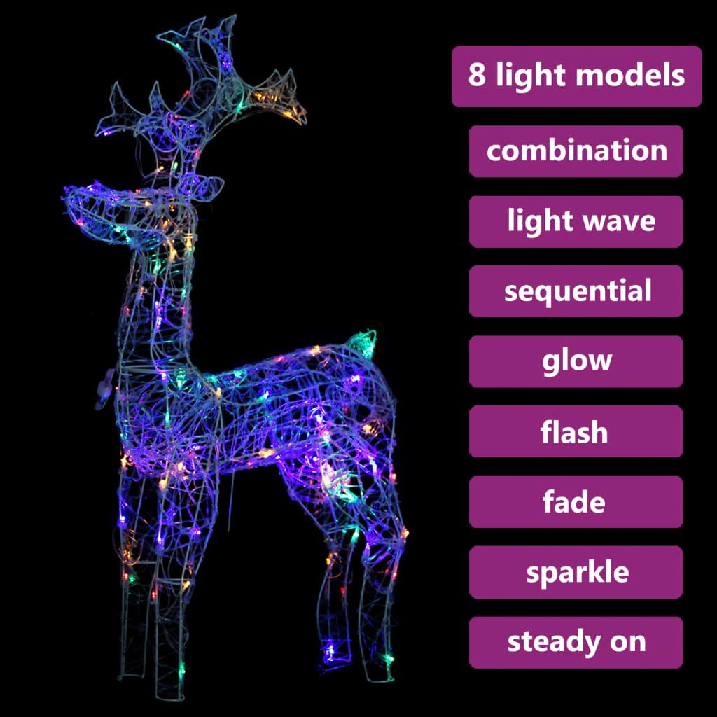 Reindeer Christmas Decoration 90 LEDs 2x1x3 ft Acrylic