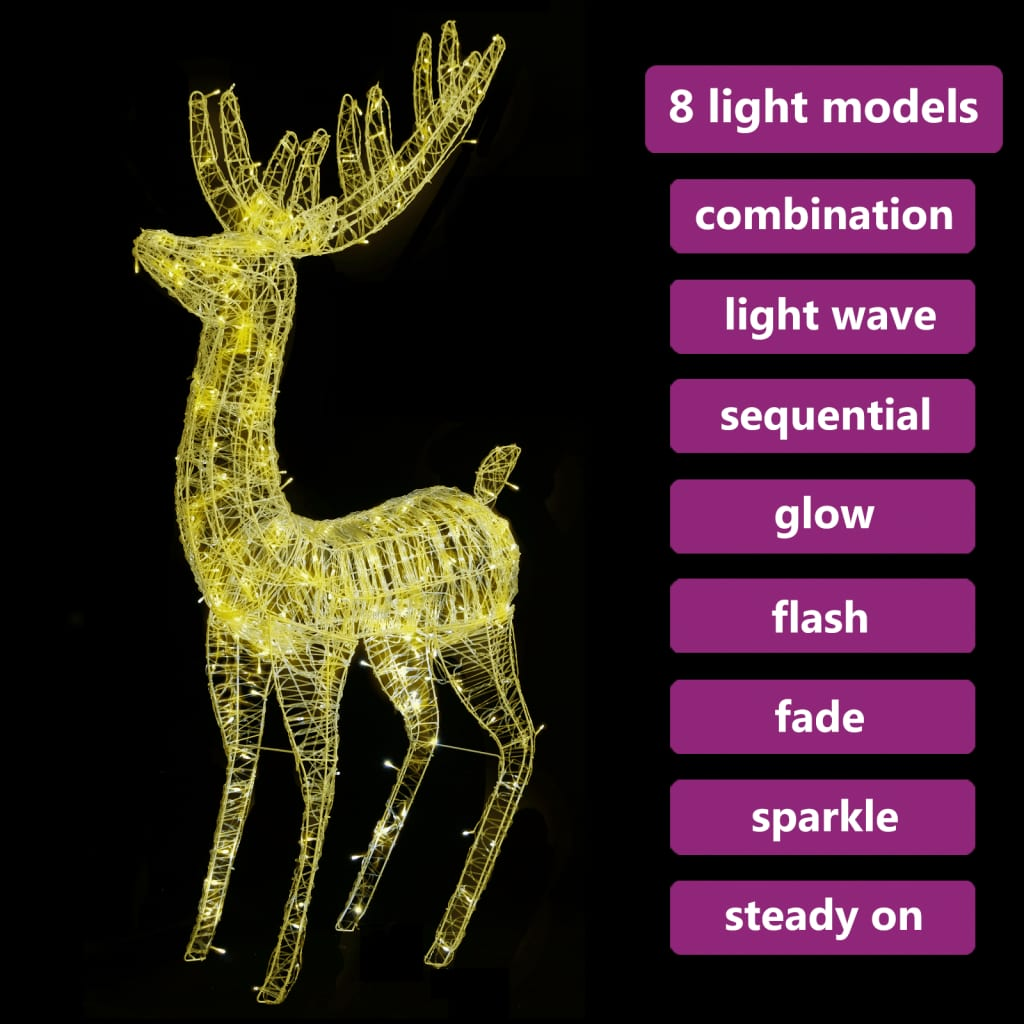 XXL Acrylic Christmas Reindeer 250 LED 6 ft Warm White