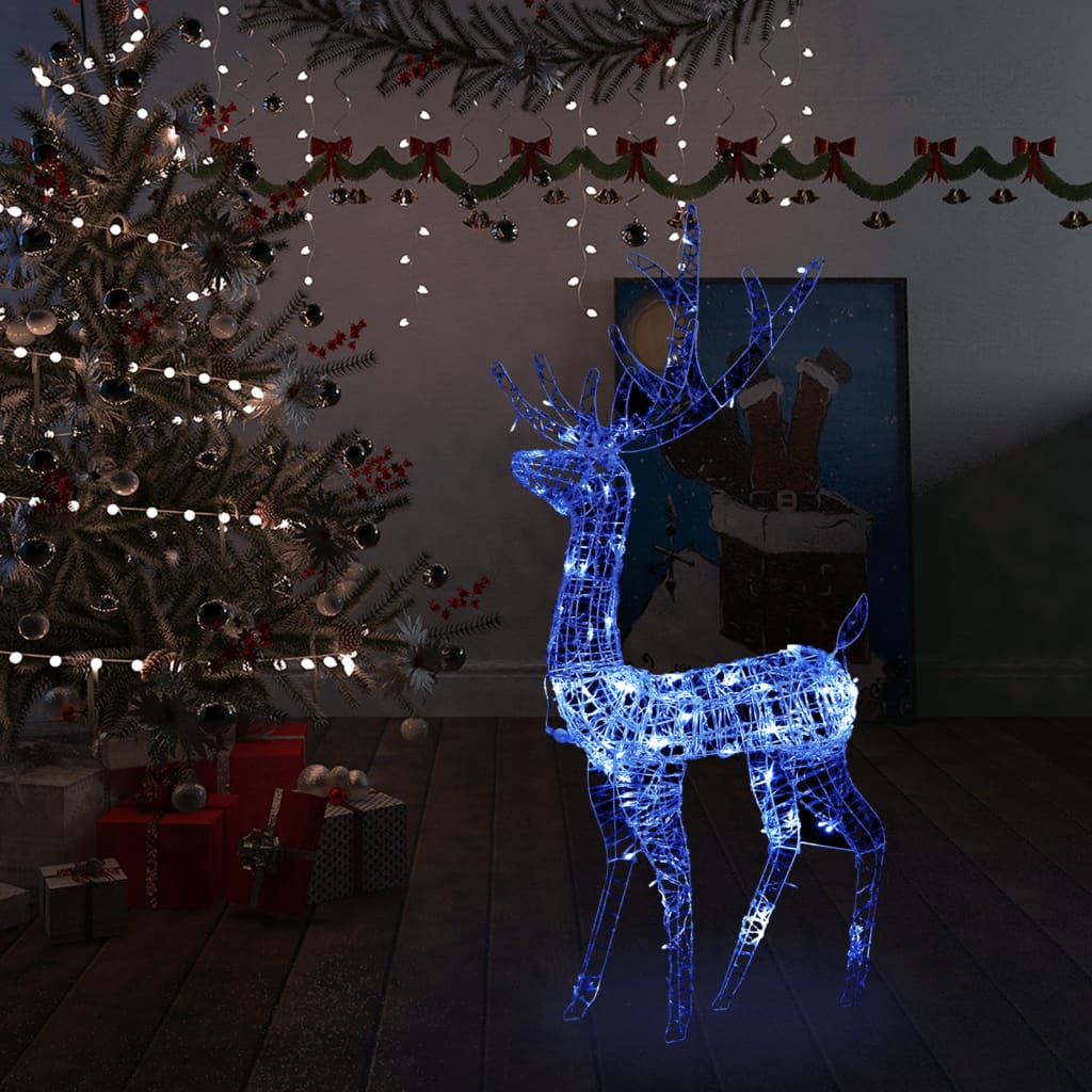 Acrylic Reindeer Christmas Decoration 140 LEDs 4 ft Blue