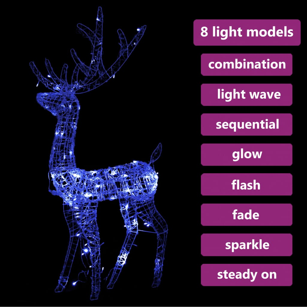 Acrylic Reindeer Christmas Decoration 140 LEDs 4 ft Blue