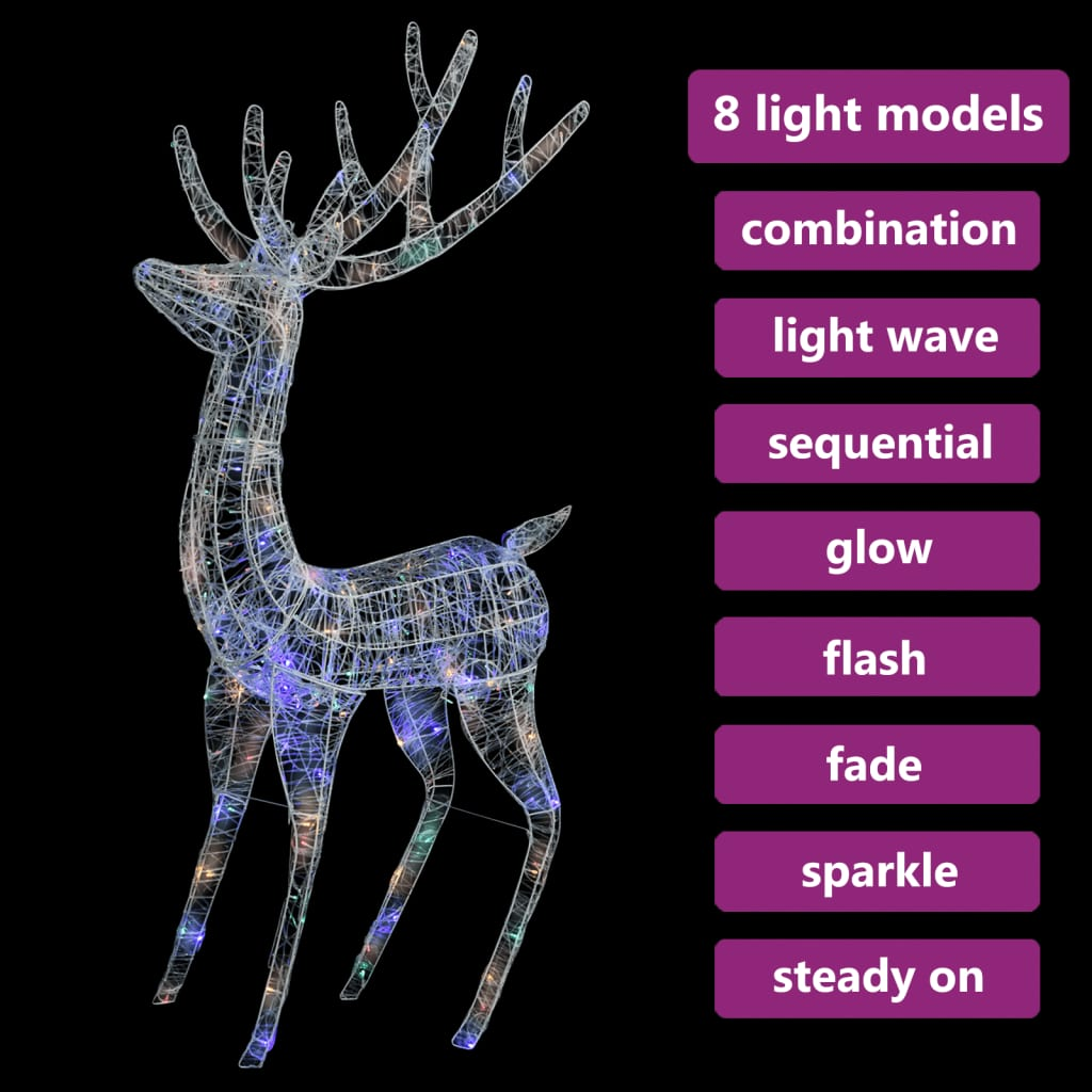 XXL Acrylic Christmas Reindeer 250 LED 6 ft Colorful