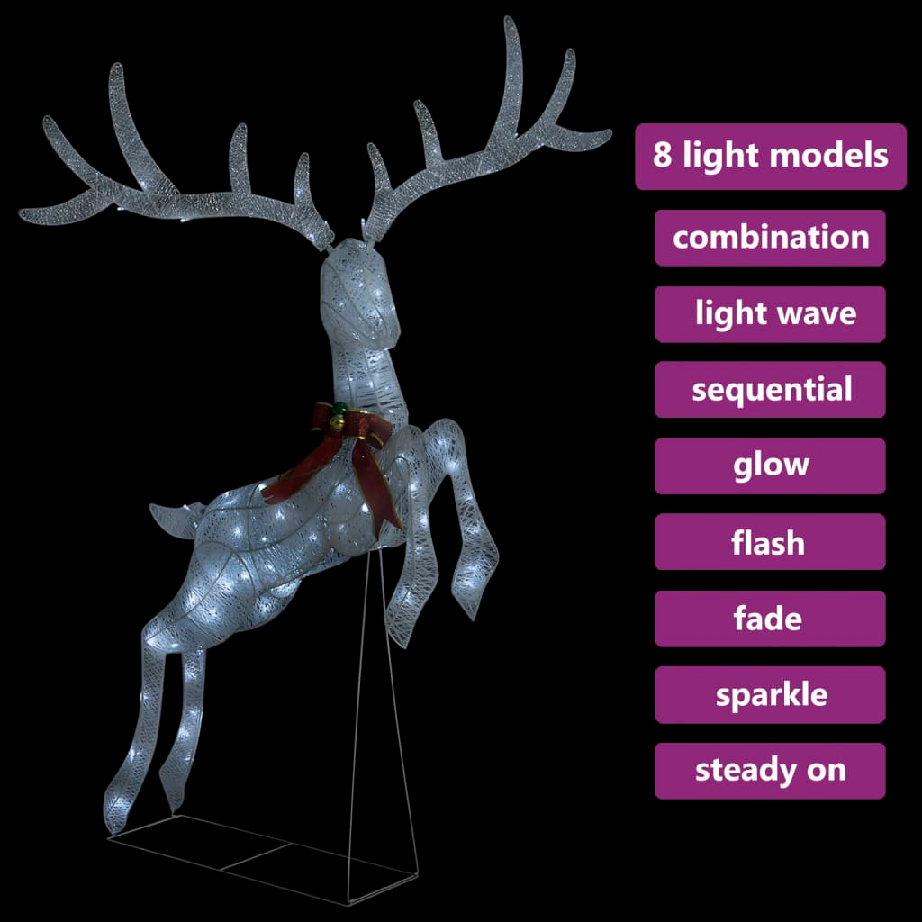 Flying Reindeer Christmas Decoration 120 LEDs White Cold White