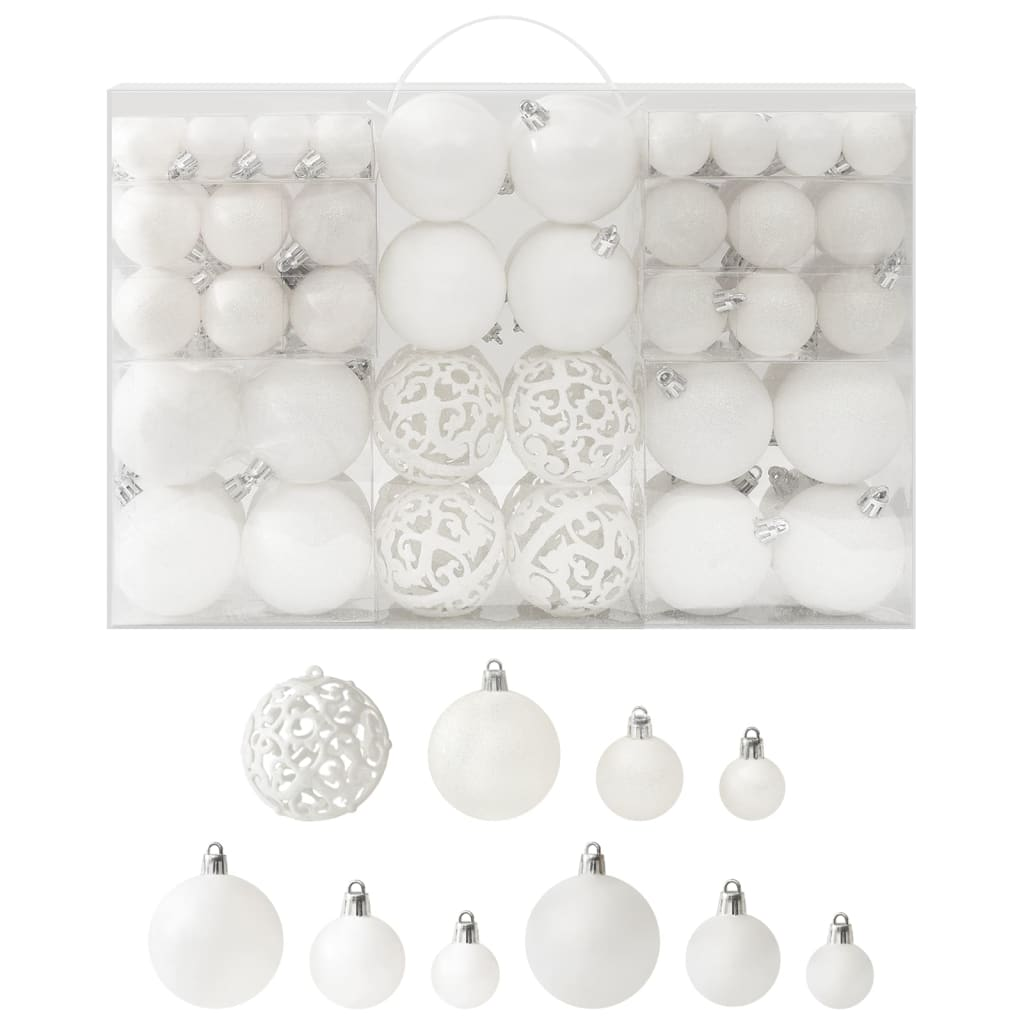 100 Piece Christmas Ball Set White