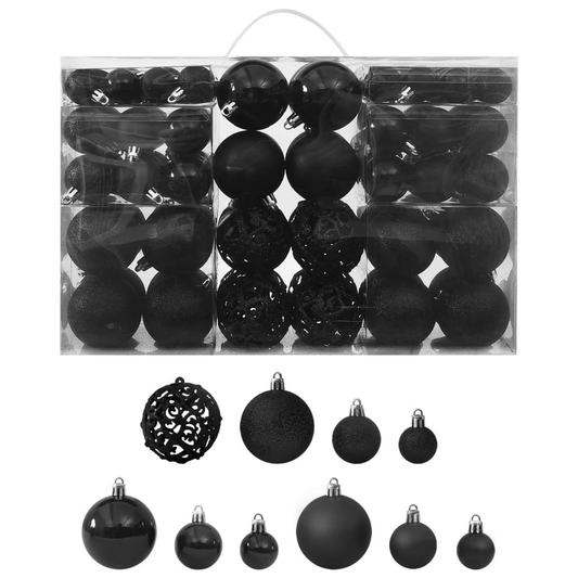 100 Piece Christmas Ball Set Black