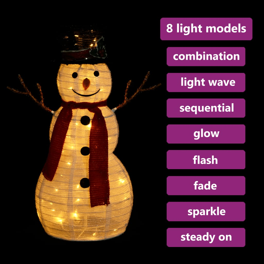 Decorative Christmas Snowman Figure with LED Luxury Fabric 2 ft