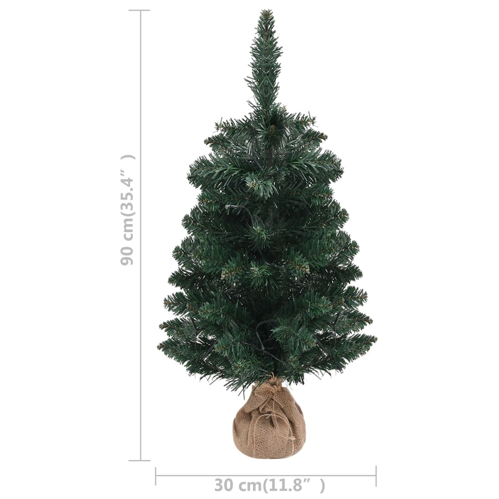 Artificial Pre-lit Christmas Tree with Stands Green 3 ft PVC