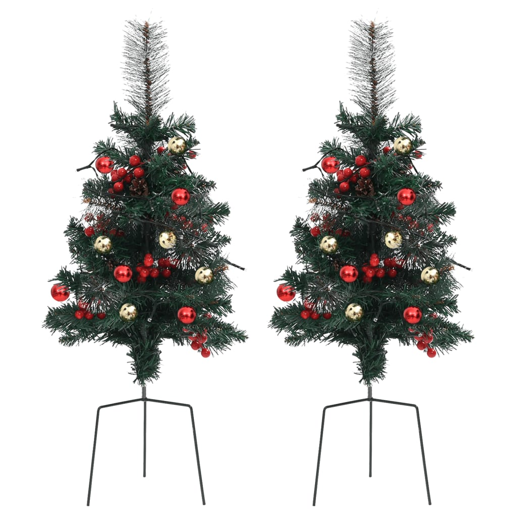 Artificial Pathway Pre-lit Christmas Tree 2 pcs 29.9" PVC