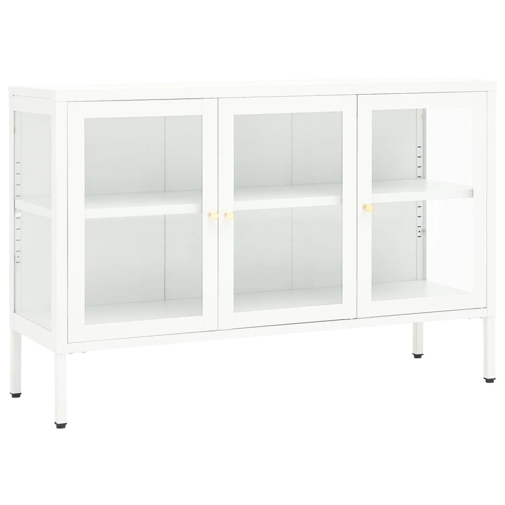 vidaXL Sideboard White 41.3"x13.8"x27.6" Steel and Glass