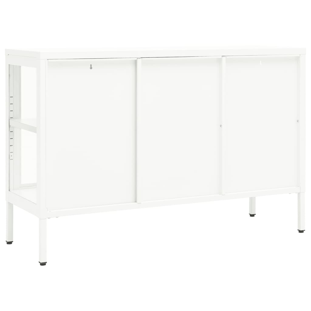 vidaXL Sideboard White 41.3"x13.8"x27.6" Steel and Glass