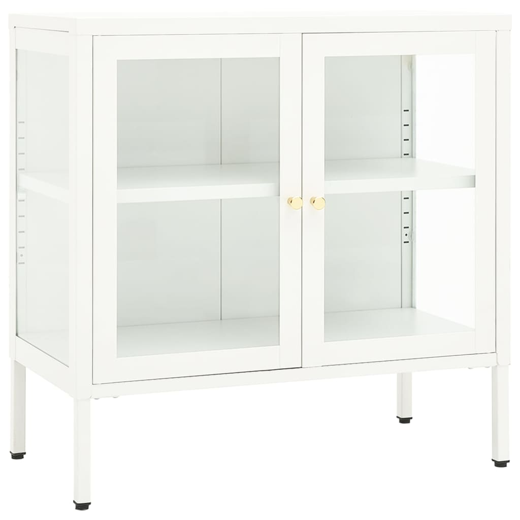 vidaXL Sideboard White 27.6"x13.8"x27.6" Steel and Glass