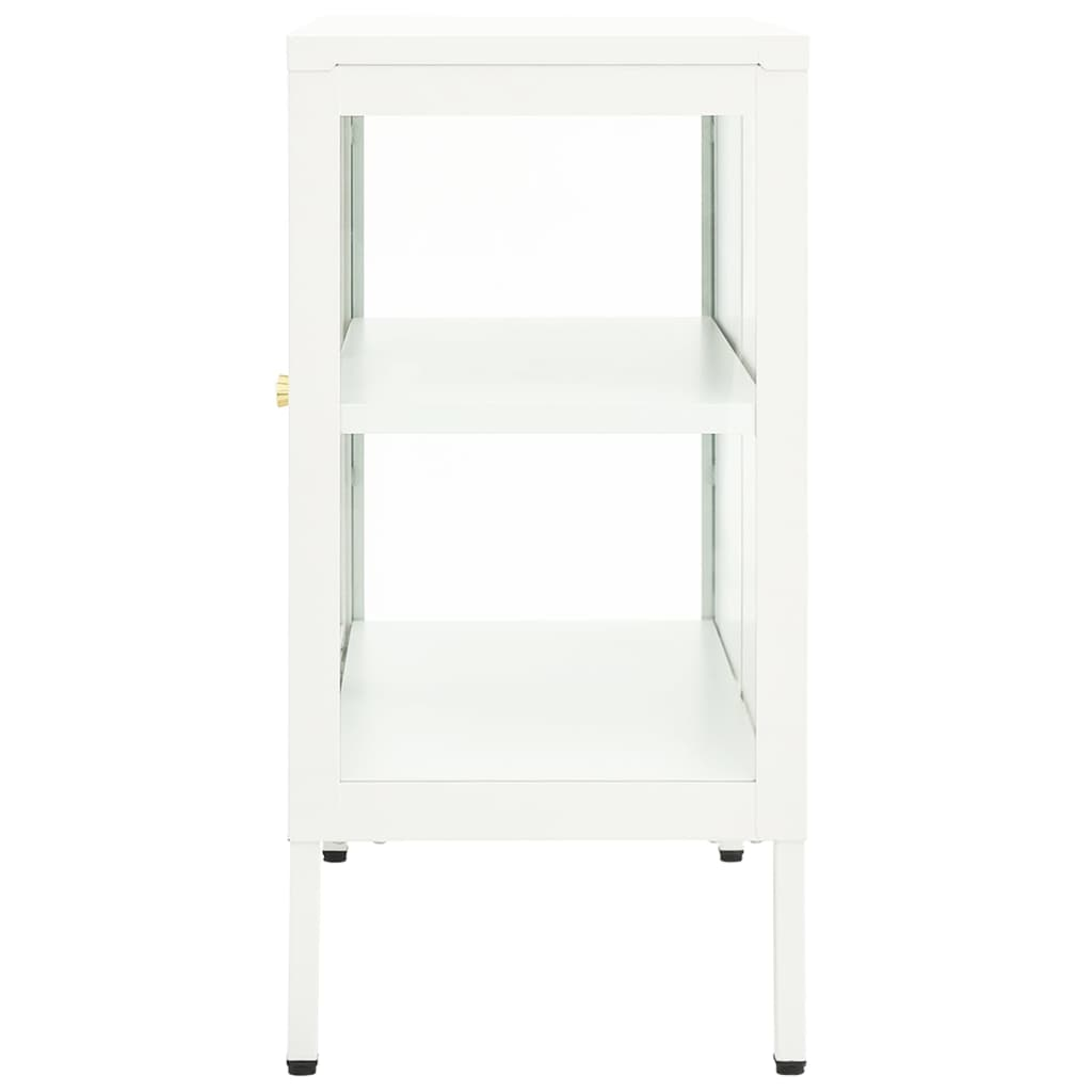 vidaXL Sideboard White 27.6"x13.8"x27.6" Steel and Glass