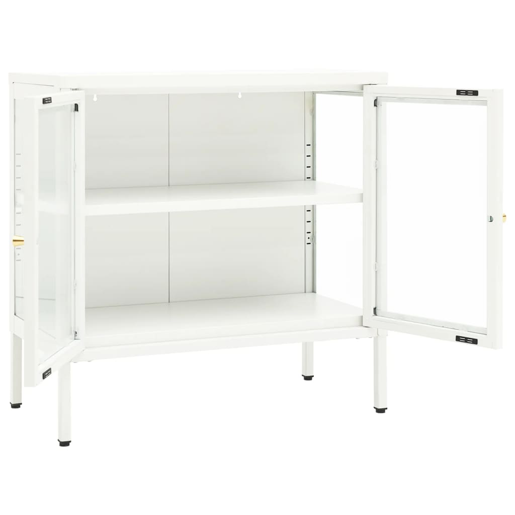 vidaXL Sideboard White 27.6"x13.8"x27.6" Steel and Glass