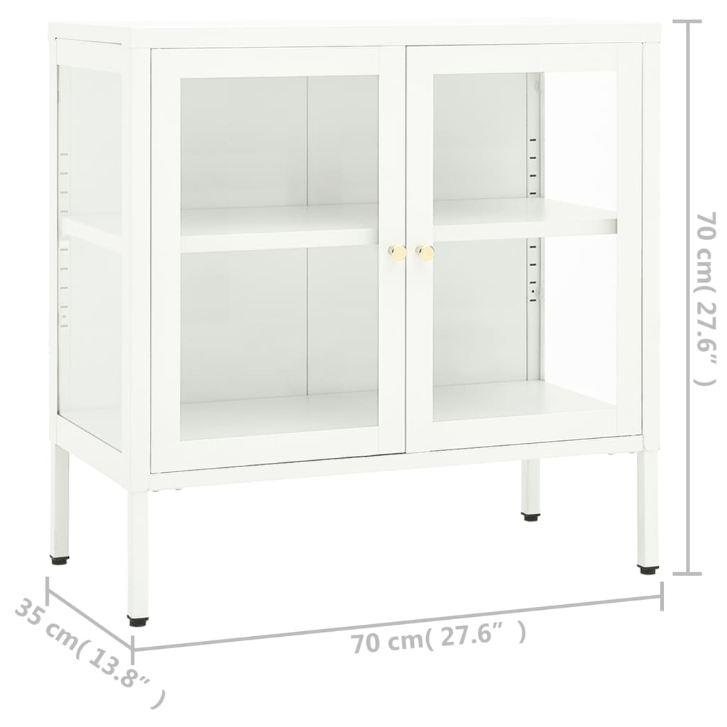 vidaXL Sideboard White 27.6"x13.8"x27.6" Steel and Glass