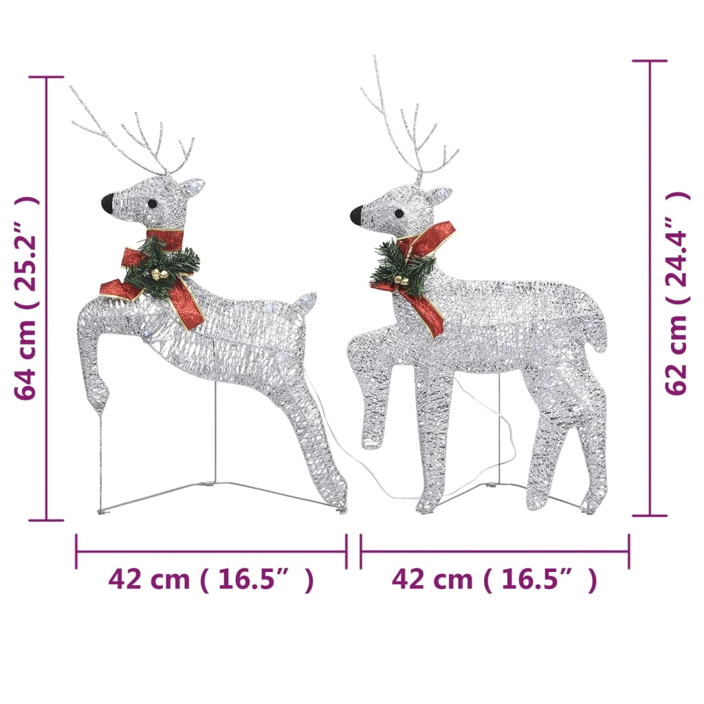 Christmas Reindeers 2 pcs Silver 40 LEDs