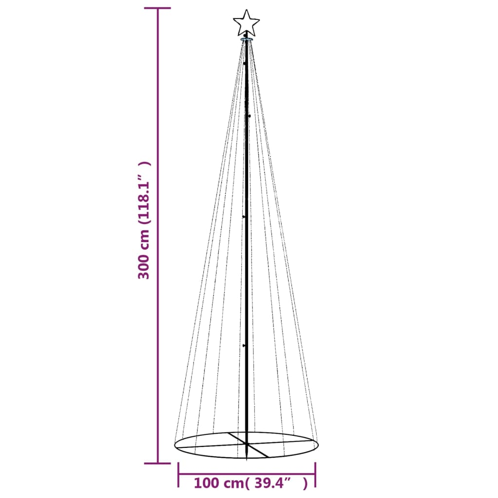 vidaXL Christmas Cone Tree Blue 310 LEDs 3x10 ft