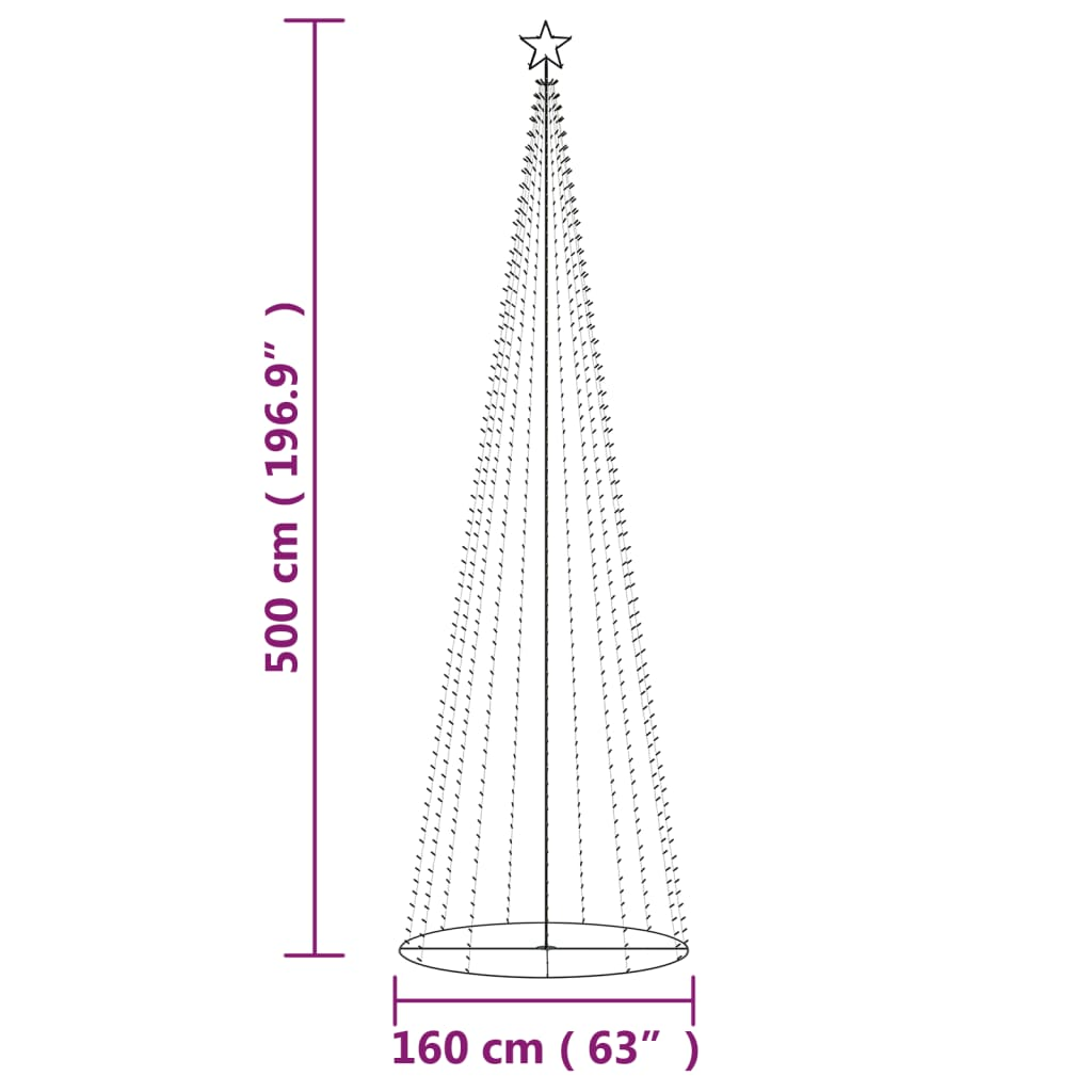 vidaXL Christmas Cone Tree Blue 732 LEDs 5x16 ft