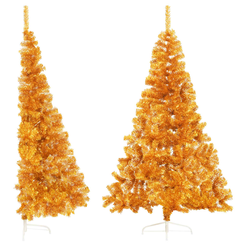 Artificial Half Christmas Tree with Stand Gold 6 ft PET