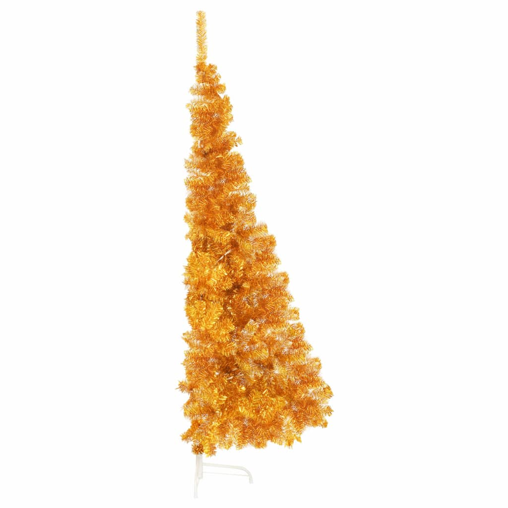 Artificial Half Christmas Tree with Stand Gold 6 ft PET