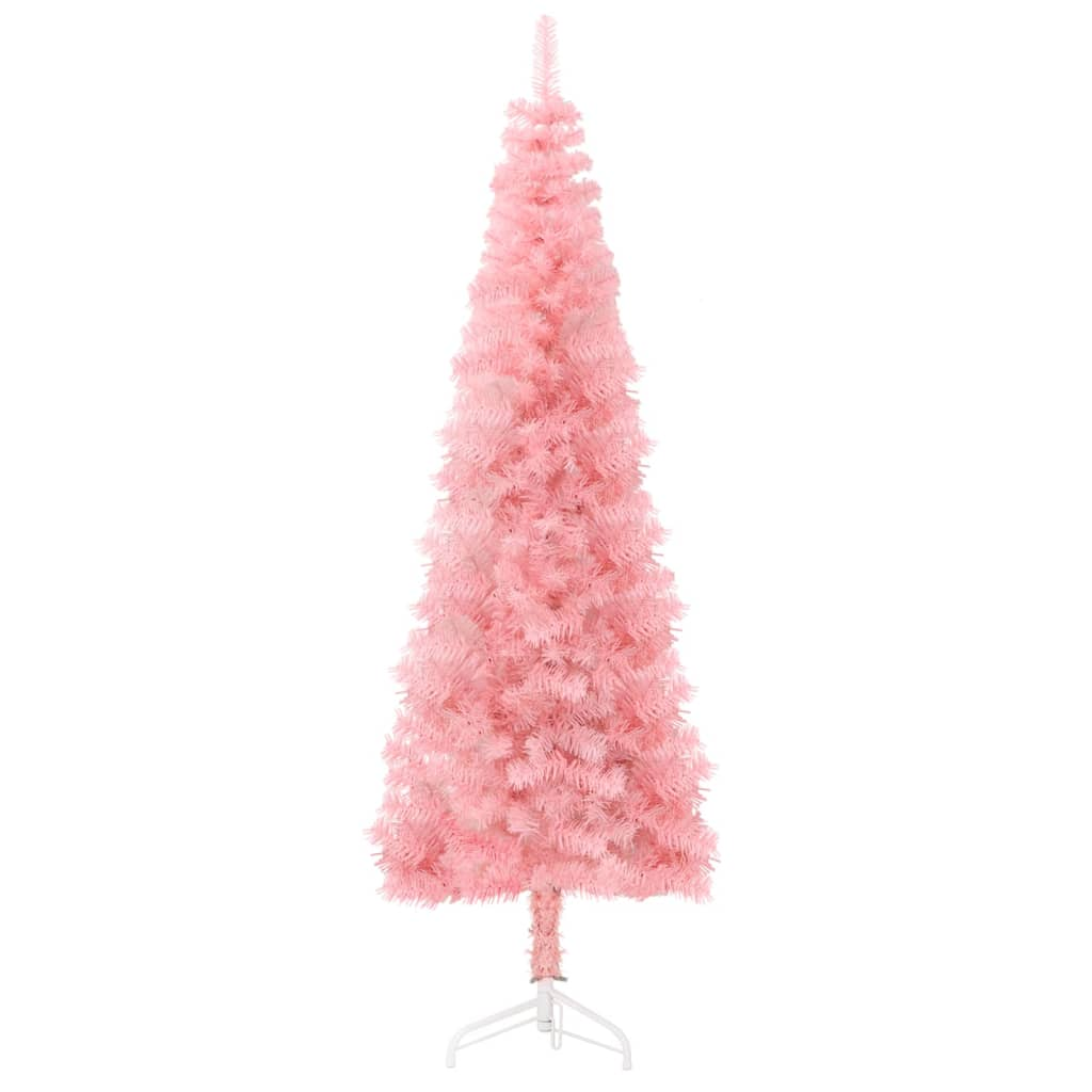 Slim Artificial Half Christmas Tree with Stand Pink 8 ft