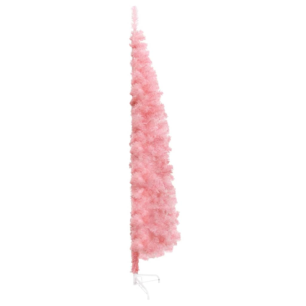 Slim Artificial Half Christmas Tree with Stand Pink 8 ft