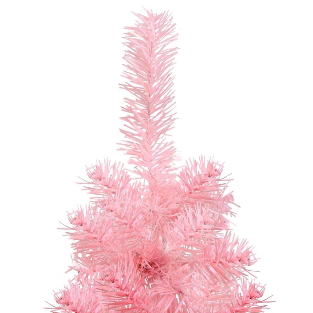 Slim Artificial Half Christmas Tree with Stand Pink 8 ft