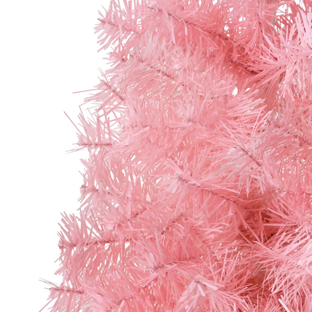 Slim Artificial Half Christmas Tree with Stand Pink 8 ft