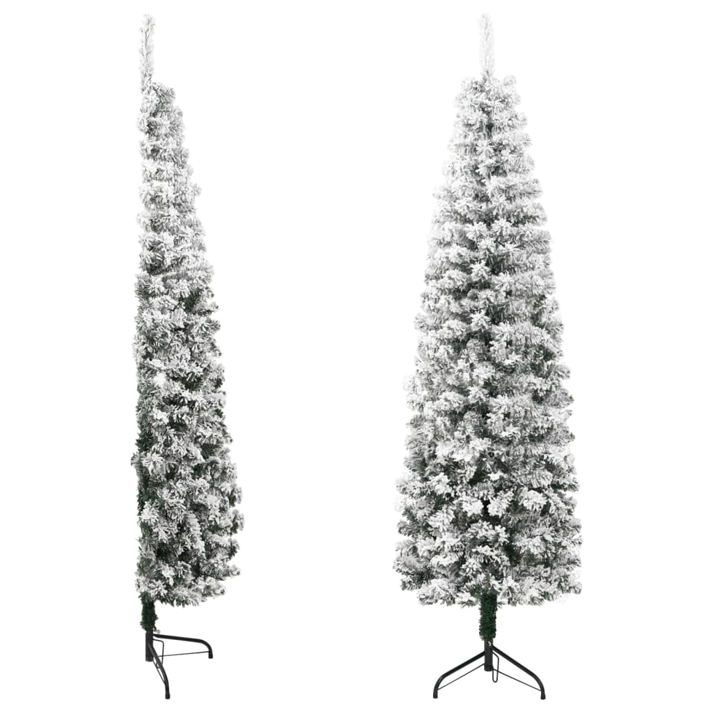 Slim Artificial Half Christmas Tree with Flocked Snow 6 ft