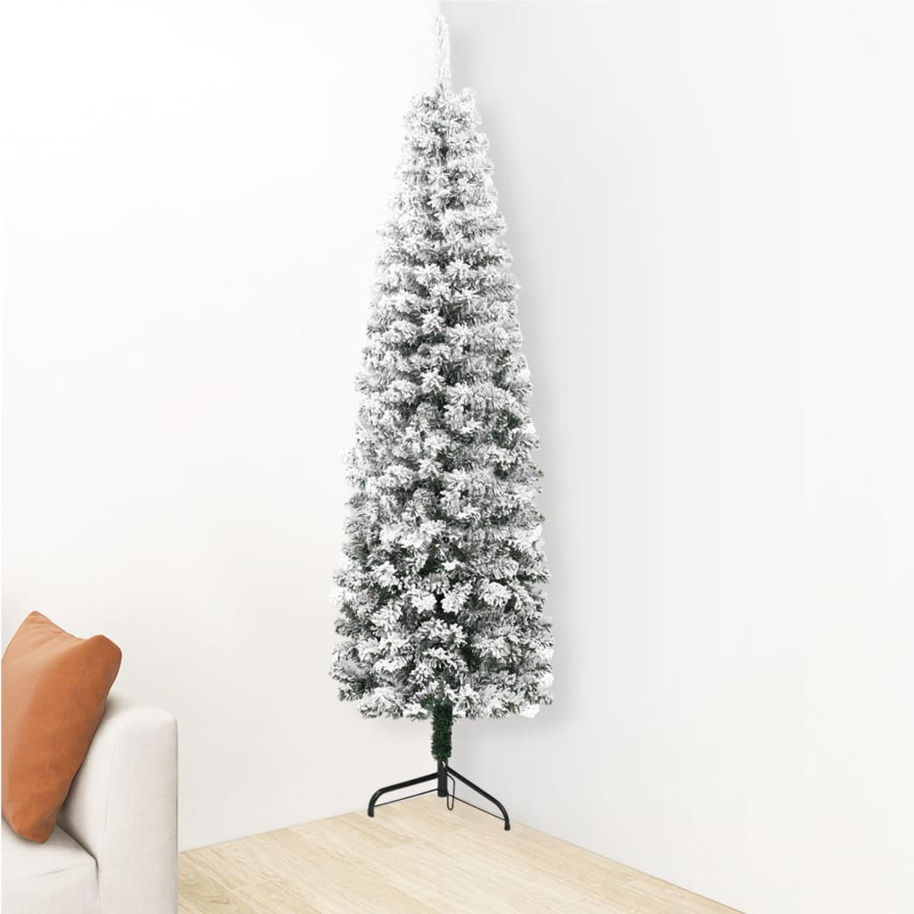 Slim Artificial Half Christmas Tree with Flocked Snow 6 ft