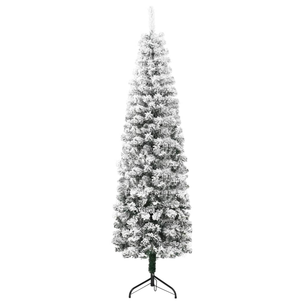 Slim Artificial Half Christmas Tree with Flocked Snow 6 ft