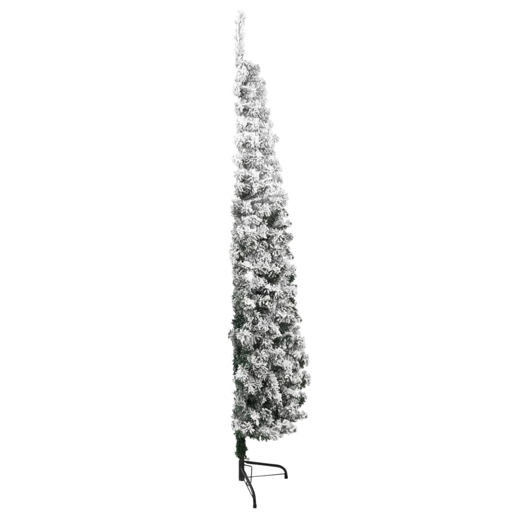 Slim Artificial Half Christmas Tree with Flocked Snow 6 ft