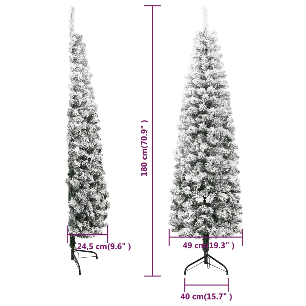 Slim Artificial Half Christmas Tree with Flocked Snow 6 ft