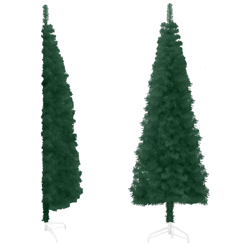 Slim Artificial Half Christmas Tree with Stand Green 7 ft