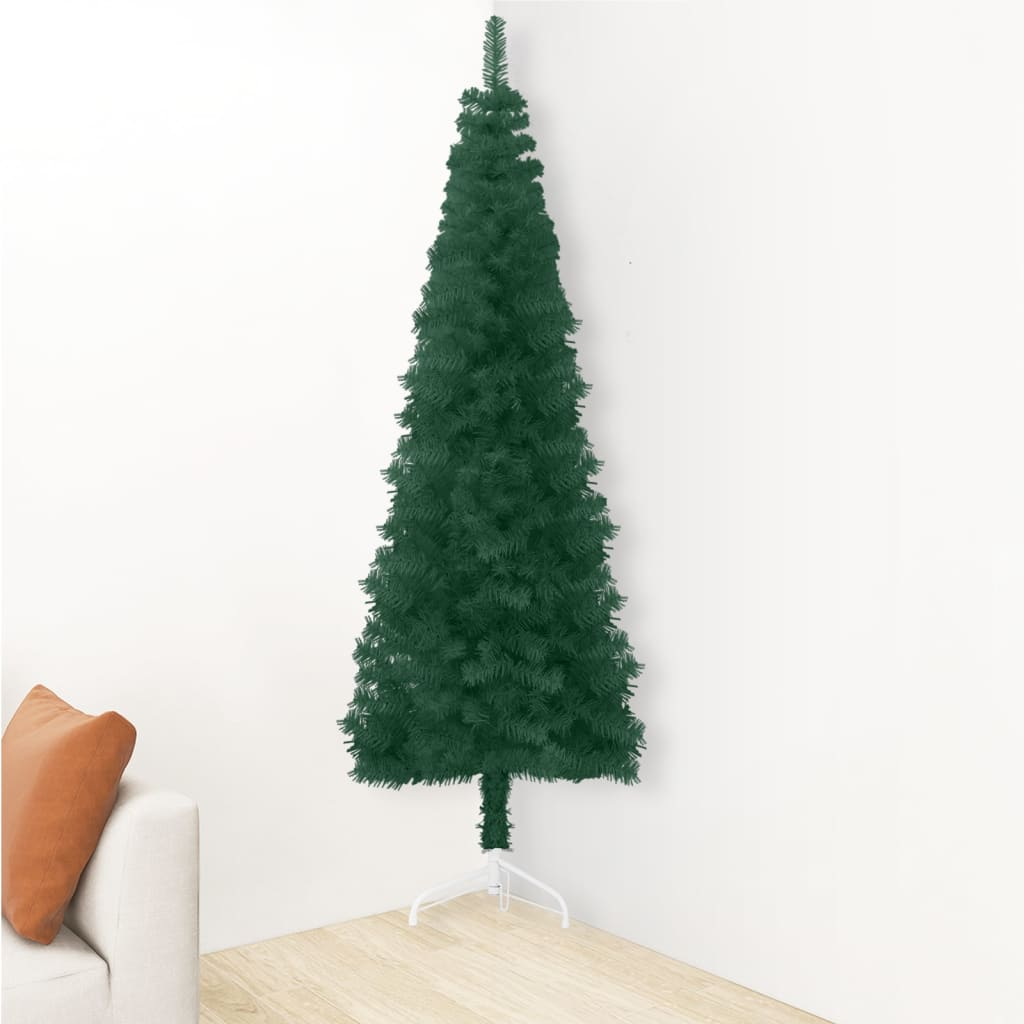 Slim Artificial Half Christmas Tree with Stand Green 7 ft