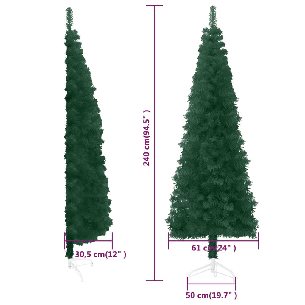 Slim Artificial Half Christmas Tree with Stand Green 8 ft