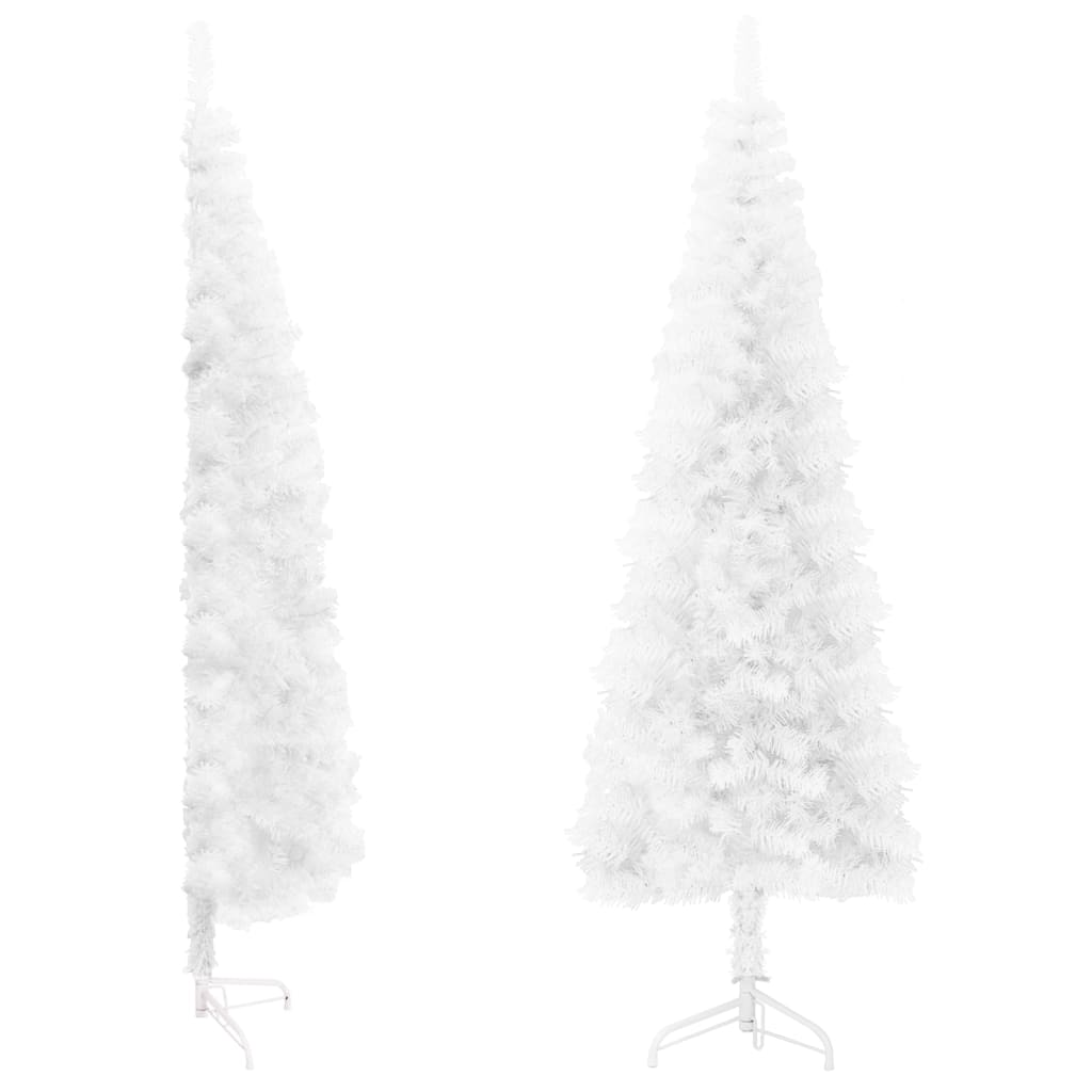 Slim Artificial Half Christmas Tree with Stand White 7 ft