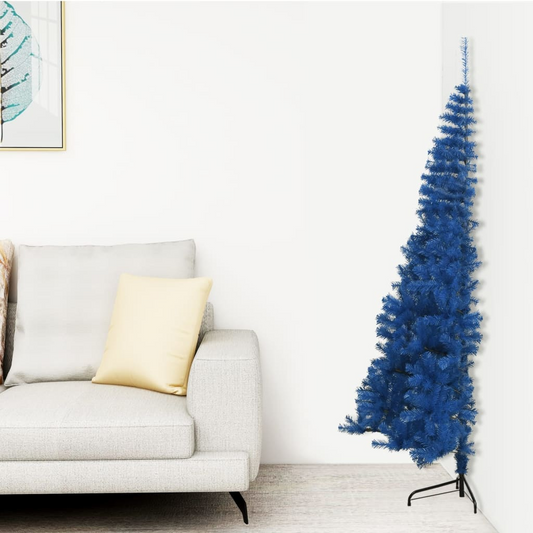 Artificial Half Christmas Tree with Stand Blue 5 ft PVC