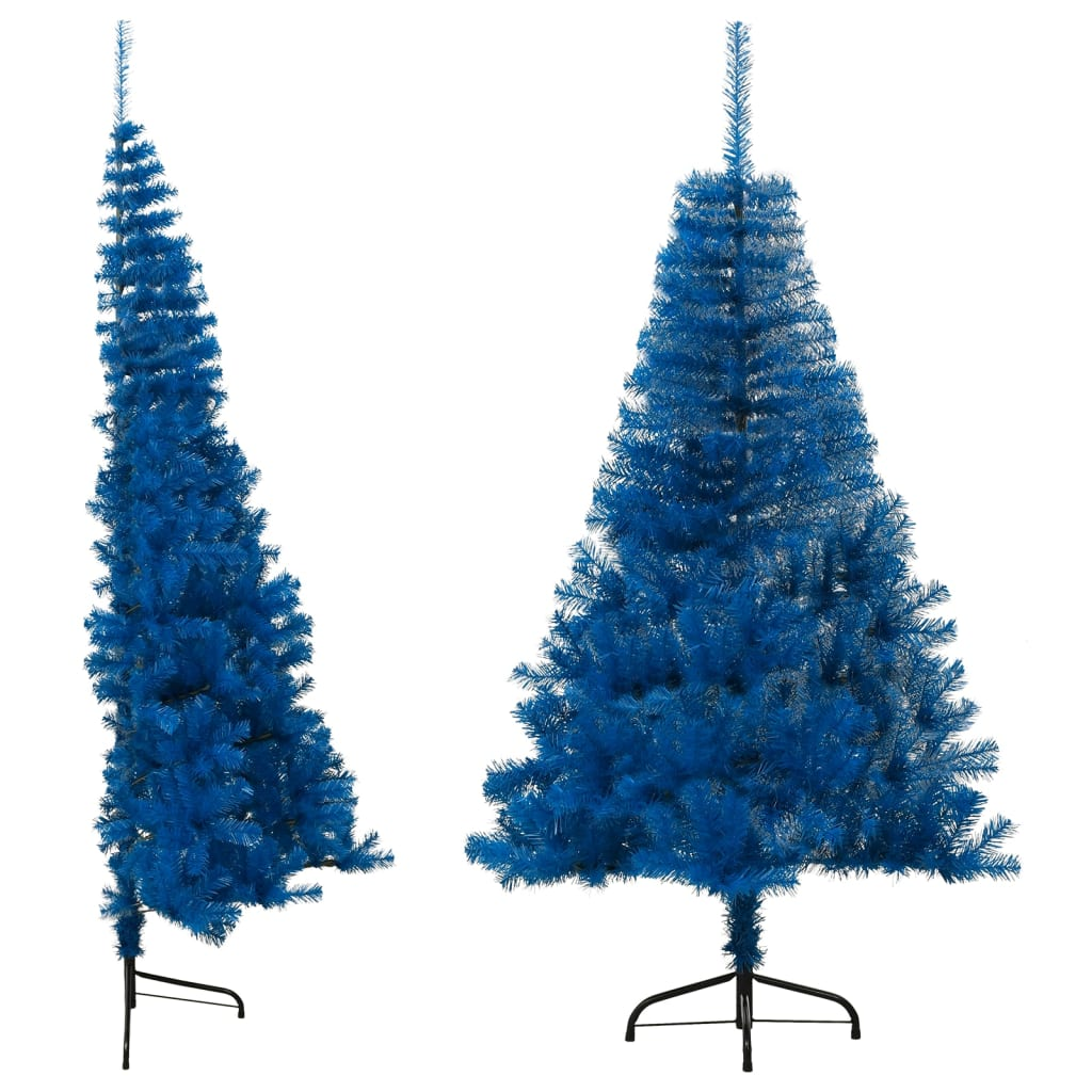 Artificial Half Christmas Tree with Stand Blue 5 ft PVC