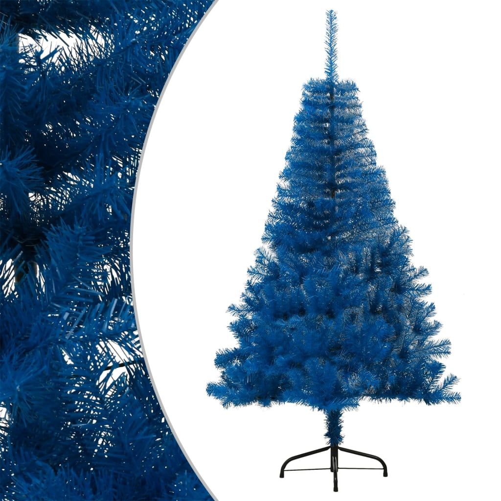 Artificial Half Christmas Tree with Stand Blue 5 ft PVC