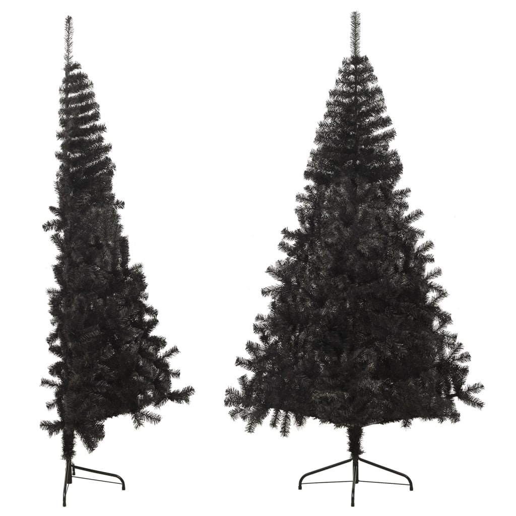 Artificial Half Christmas Tree with Stand Black 7 ft PVC