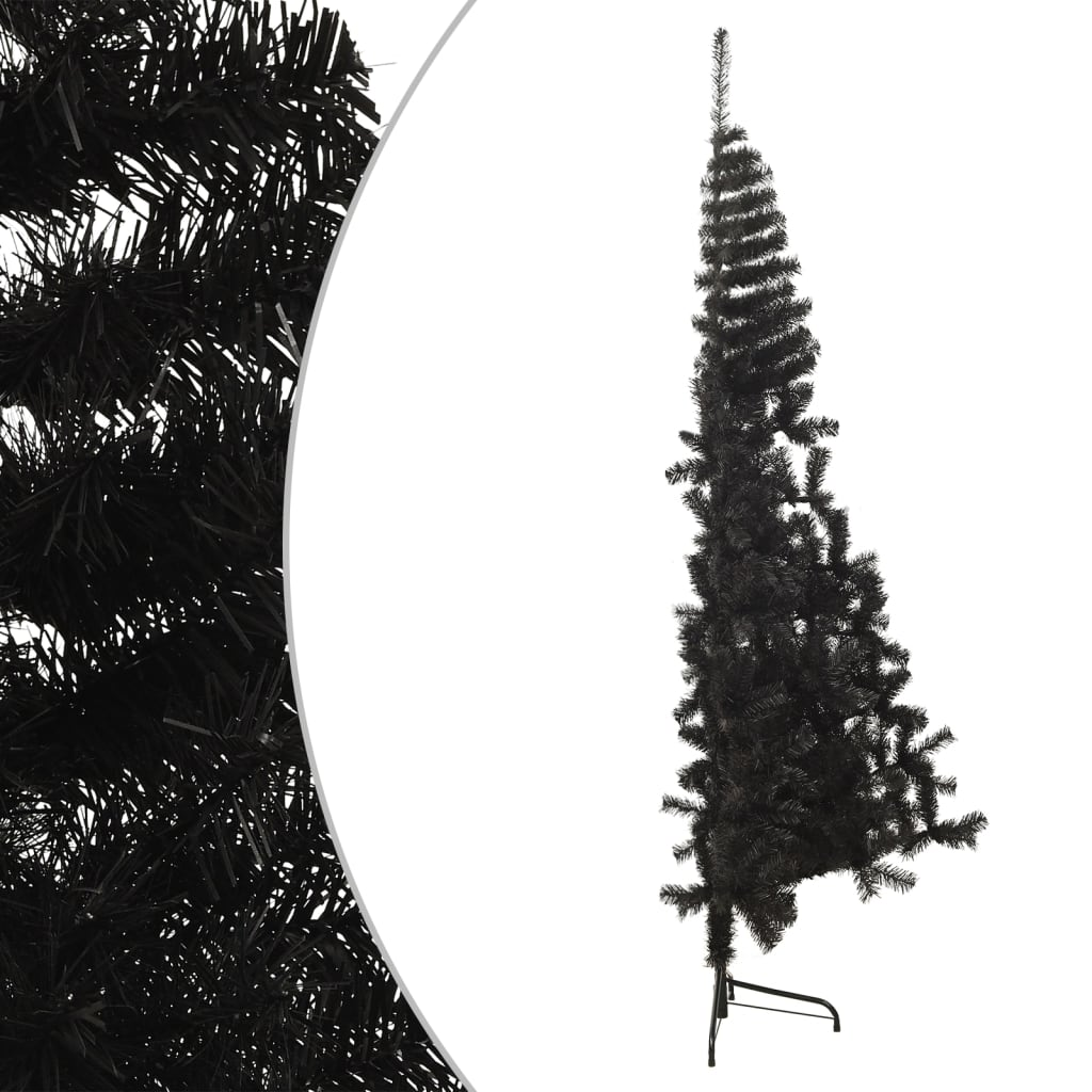 Artificial Half Christmas Tree with Stand Black 7 ft PVC